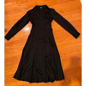 Zara Basic Vintage Y2K | Black Cotton Long Sleeve A-Line Shirt Dress | size M